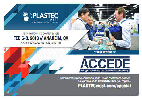 A poster of plastec west 2 0 1 8 exhibition and conference.