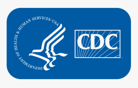 A blue and white logo for the centers for disease control.