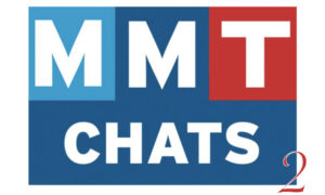 A blue and red banner with the words mmt chats written in white.